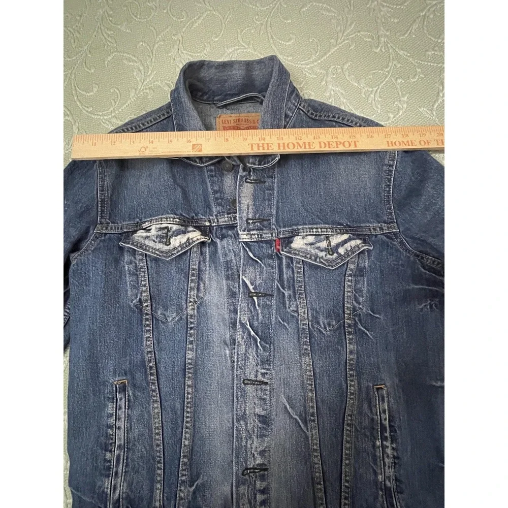 Levi's Jacket Mens Medium Blue‎ Denim Bomber Button Front Pockets Casual 72334
